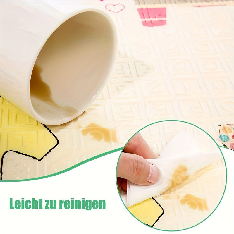 Bolalar uchun o'yin matosi ikki tomonlama suv o'tkazmaydigan ko'pik, multfilm naqshlari va saqlash sumkasi bilan