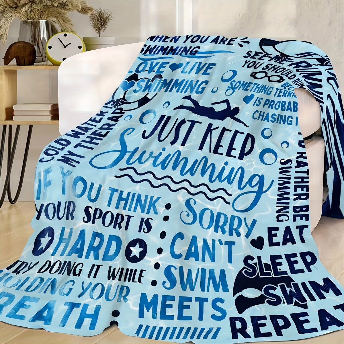 Swimming Blanket for Women Men Teens Girls Water-Resistant Fleece Cozy All-Season