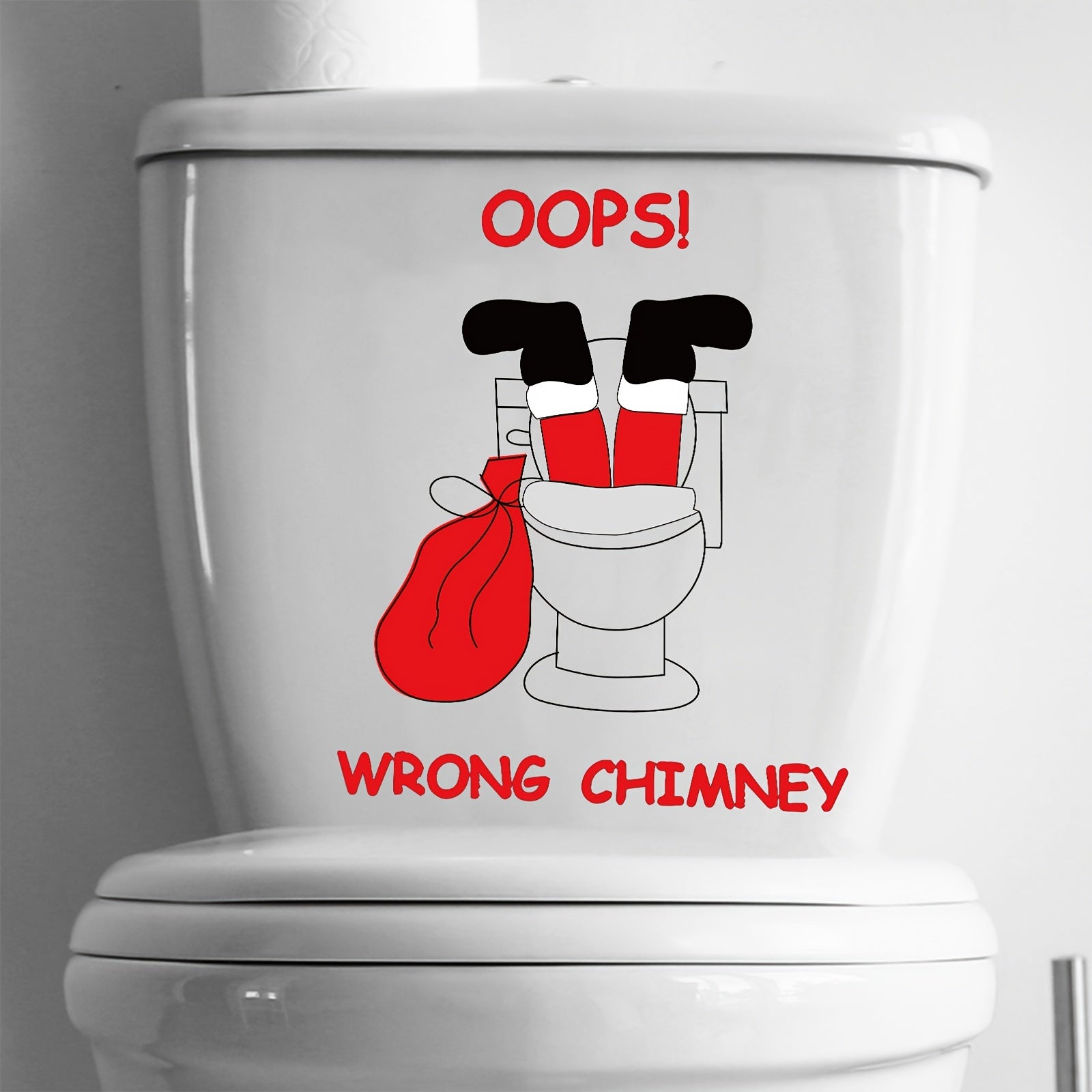 Adhesivo decorativo para tapa de inodoro de Santa festivo, de PVC autoadhesivo para superficies plásticas brillantes