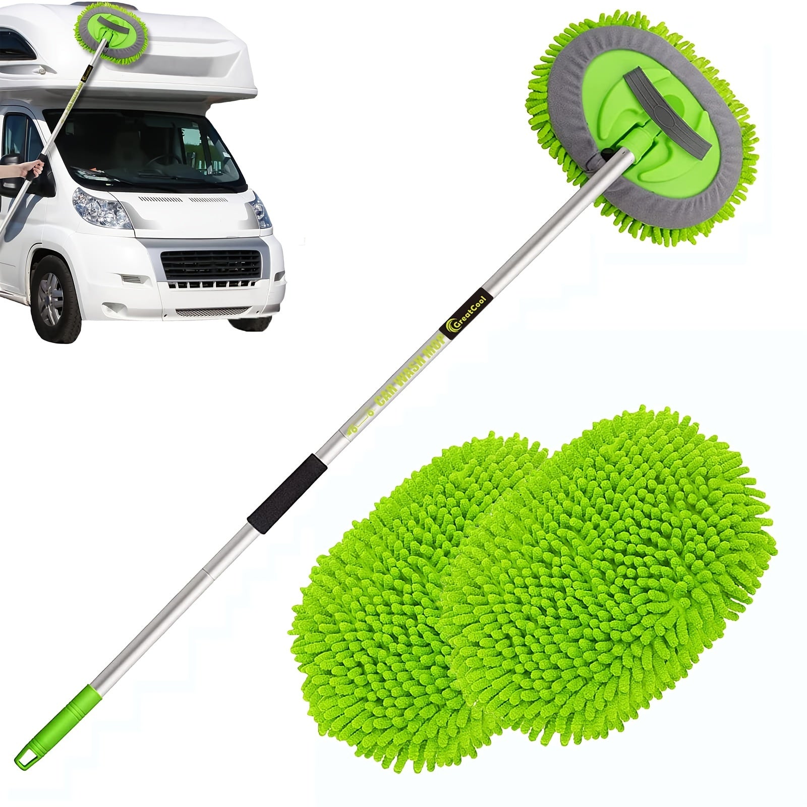 Kit de cepillo para lavado de coches 157.48cm de mango largo, fregona sin rayaduras para coches, camiones, SUV, autocaravanas