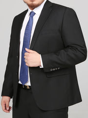 Men's Plus Size Classic Suit Jacket Single-Breasted Polyester Rayon Solid Color Long Sleeve Formal Business