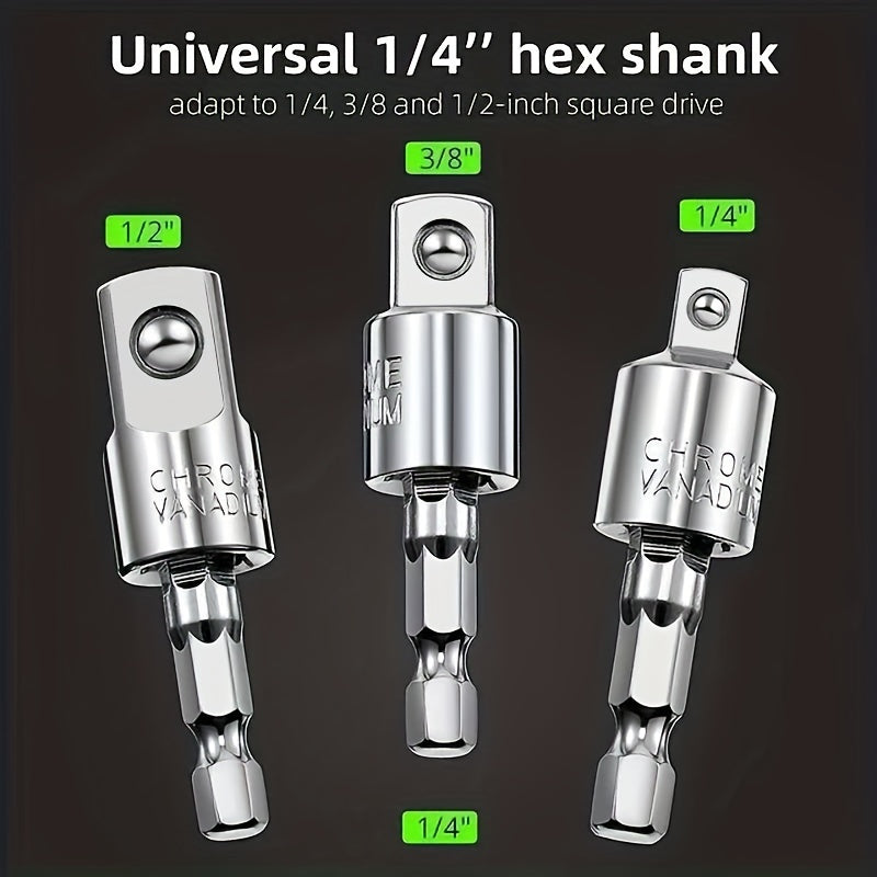 Set of 4 Adjustable Drill Bit Extension Rods with 105° Angle Socket Holder