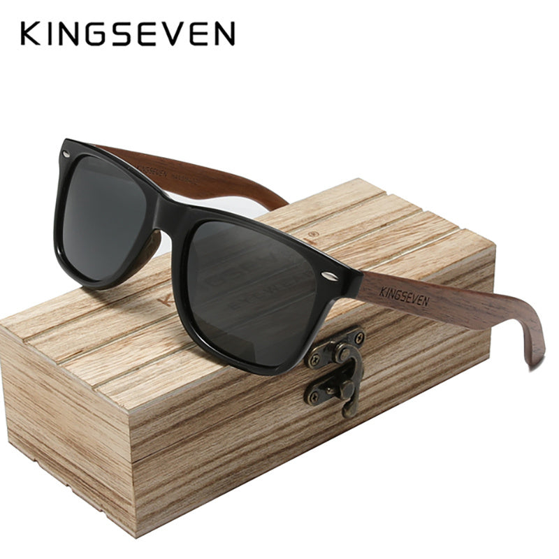 Black Walnut Wooden Sunglasses Polarized Retro Eyewear for Men and Women