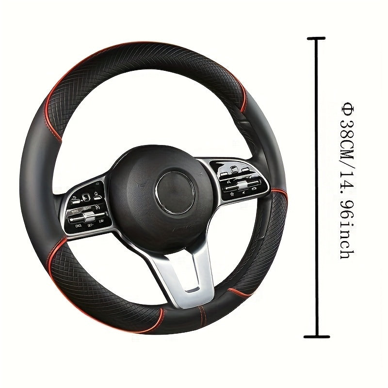 PVC Steering Wheel Cover Black and Red Fit Most Vehicles