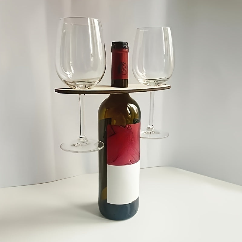 Wooden Stackable Wine Rack with Glass Holders for Home Bar