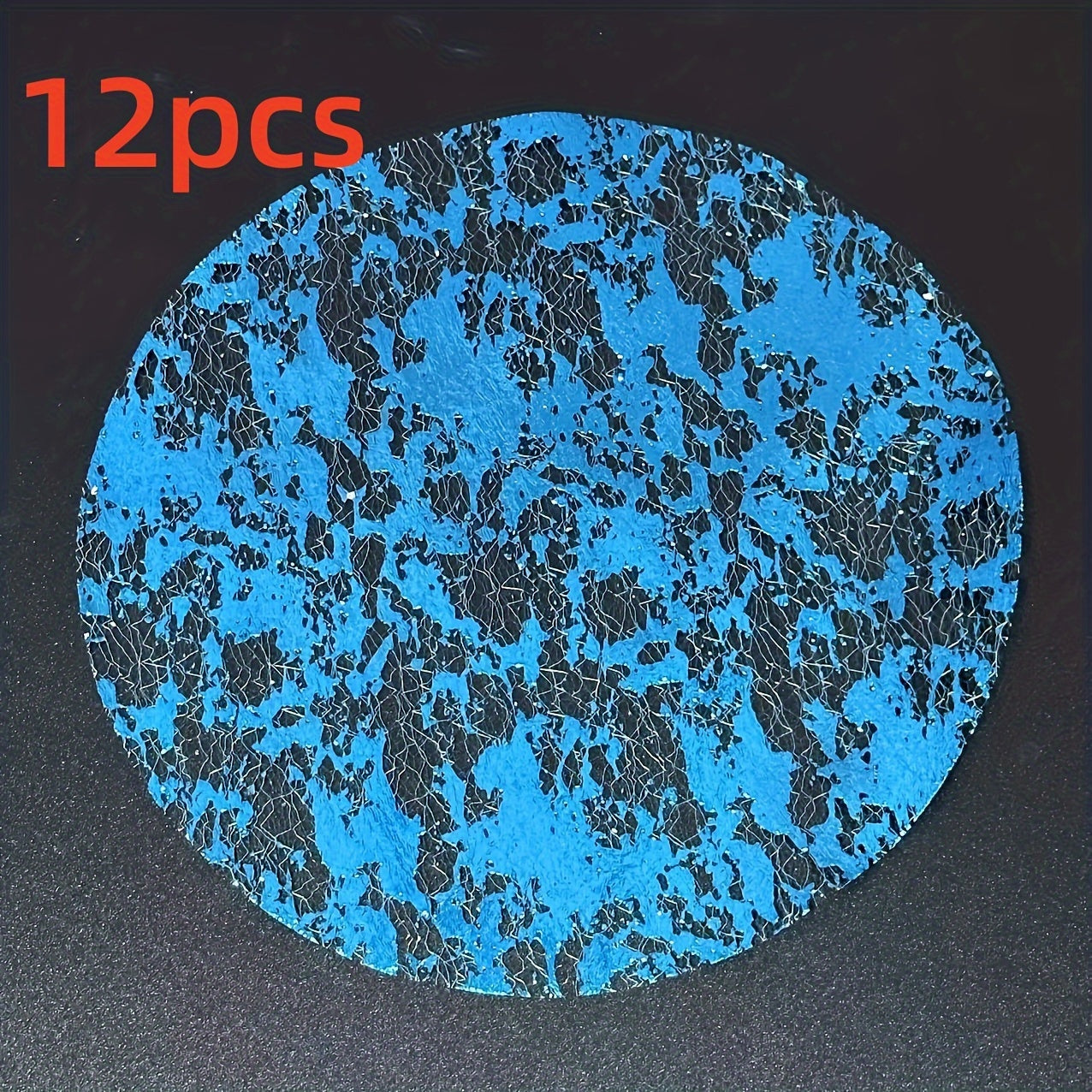 Set of 12 24 or 50 Disposable Round Glitter Foil Placemats Blue and Purple