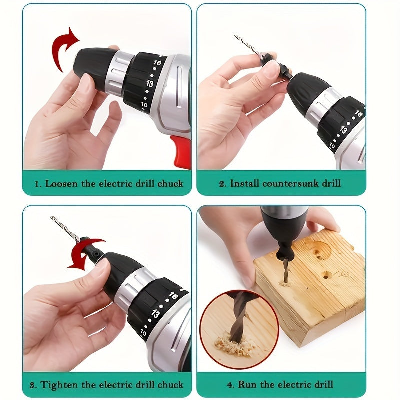 Woodworking Drill Bit Set 6 Pieces Countersink Hand Tool Kit