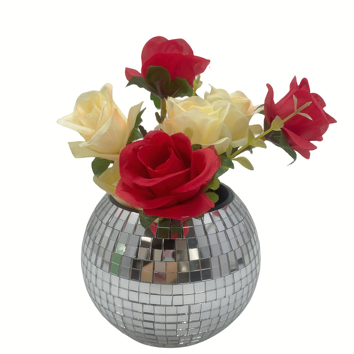 Mini Disco Ball Planter and Desk Organizer for Pens and Makeup Plastic Polished