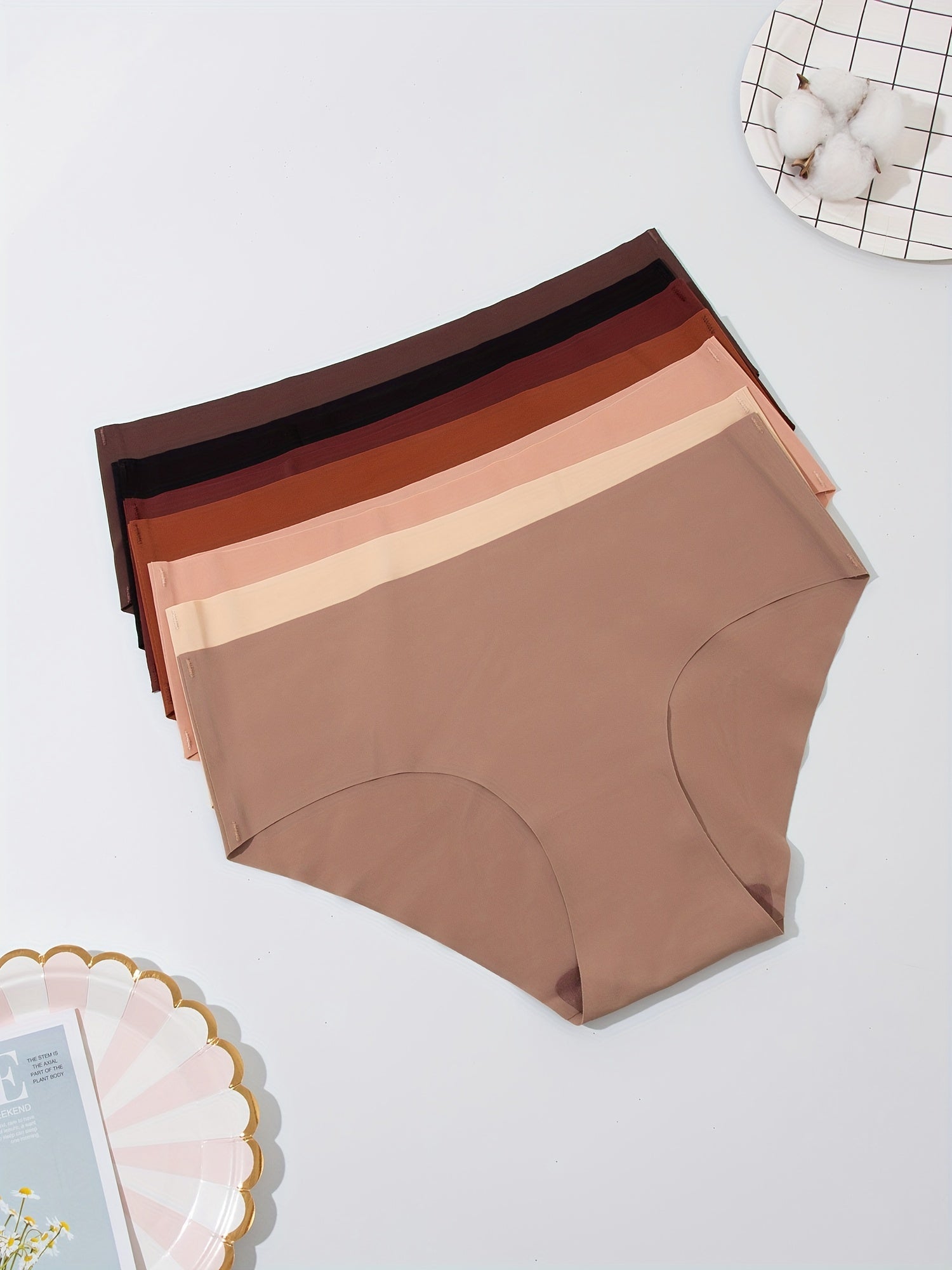 Women's Seamless Solid Briefs Comfortable Breathable Stretchy Underwear