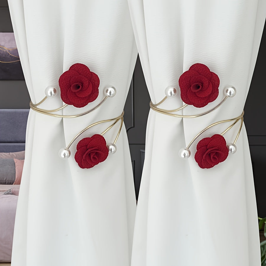 Set of 2 Metal and Polyester Curtain Tiebacks for Holding Back Curtains and Decorative Touch