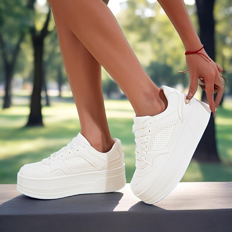 Women's White All-Season Sneakers Breathable Comfortable Versatile