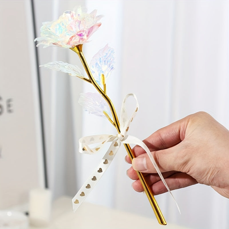 Set de regalo de flores de rosa artificial con tarjeta y caja para San Valentín, bodas y fiestas