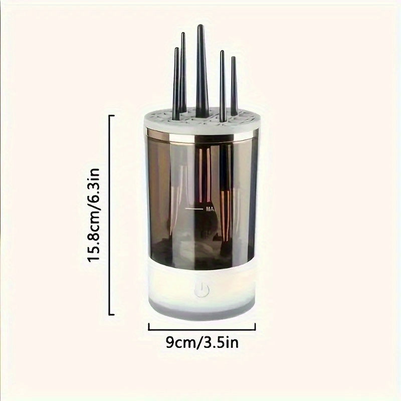 USB-Powered Makeup Brush Cleaner and Storage Box Automatic Wash Dry System with Transparent Lid
