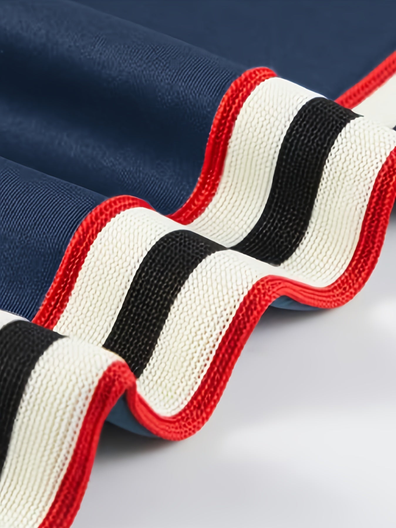 Conjunto de chándal casual para hombre de poliéster, azul marino con rayas beige, para otoño e invierno, actividades al aire libre