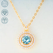 Lady 1 Carat Multicolor Moissanite Necklace Halo Pendant for Engagements Weddings Bridal