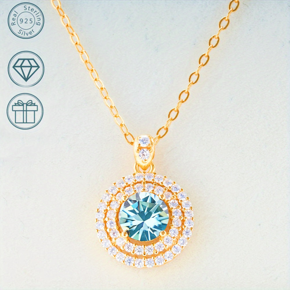 Lady 1 Carat Multicolor Moissanite Necklace Halo Pendant for Engagements Weddings Bridal