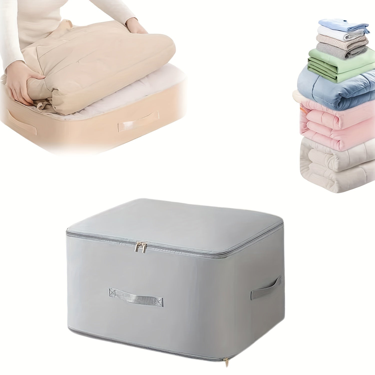 Self-Compressing Storage Bag Waterproof Polyester Organizer for Quilts Clothes Blankets