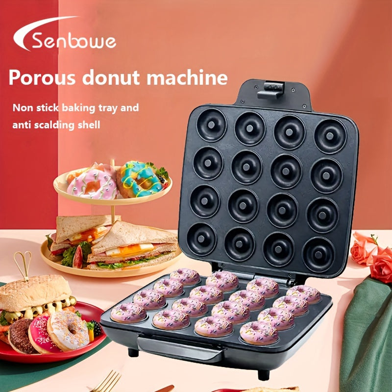 Máquina para hacer mini donas, molde de 16 cavidades, plancha para waffles antiadherente, 1200W, enchufe europeo