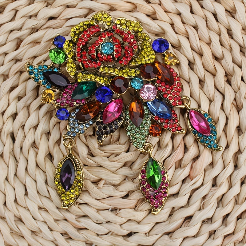 Изысканные цветочные броши, стильные броши с камнями, модные аксессуары для женщин