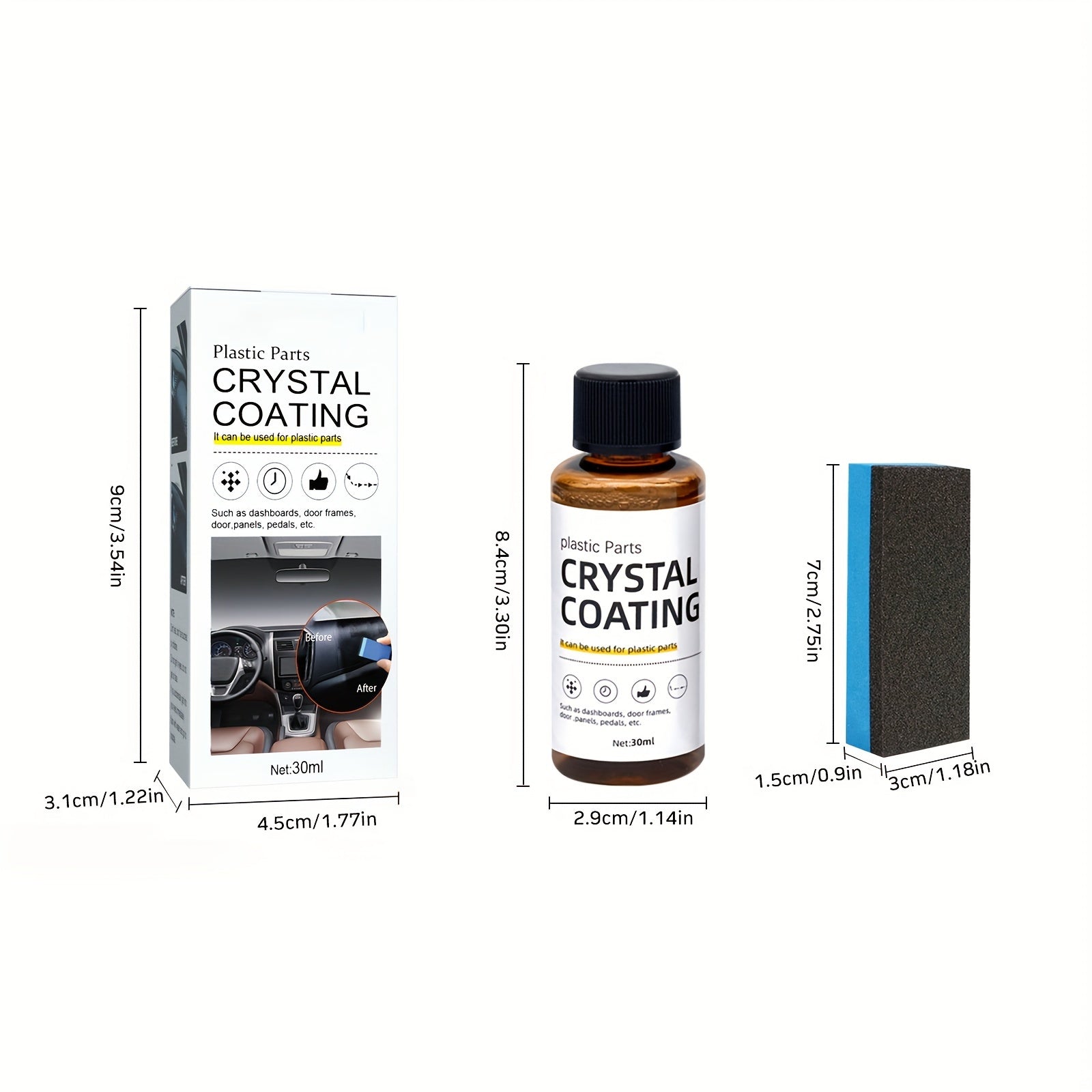 Restaurador de plástico de 30ml para coches, interior y exterior, agente duradero de renovación