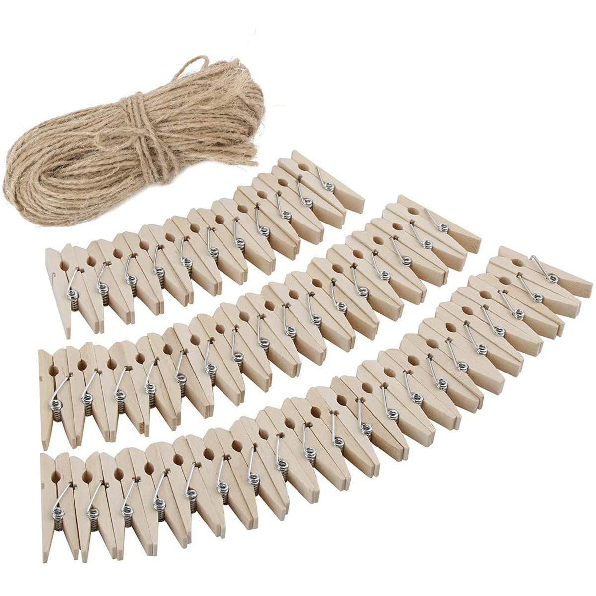 Decorative Photo Clips Set with 5m Hemp Rope for Wall Display