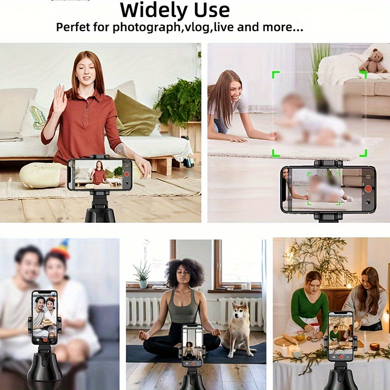 360 Rotation Auto Tracking Phone Tripod Selfie Stick with Remote for Face and Object Tracking