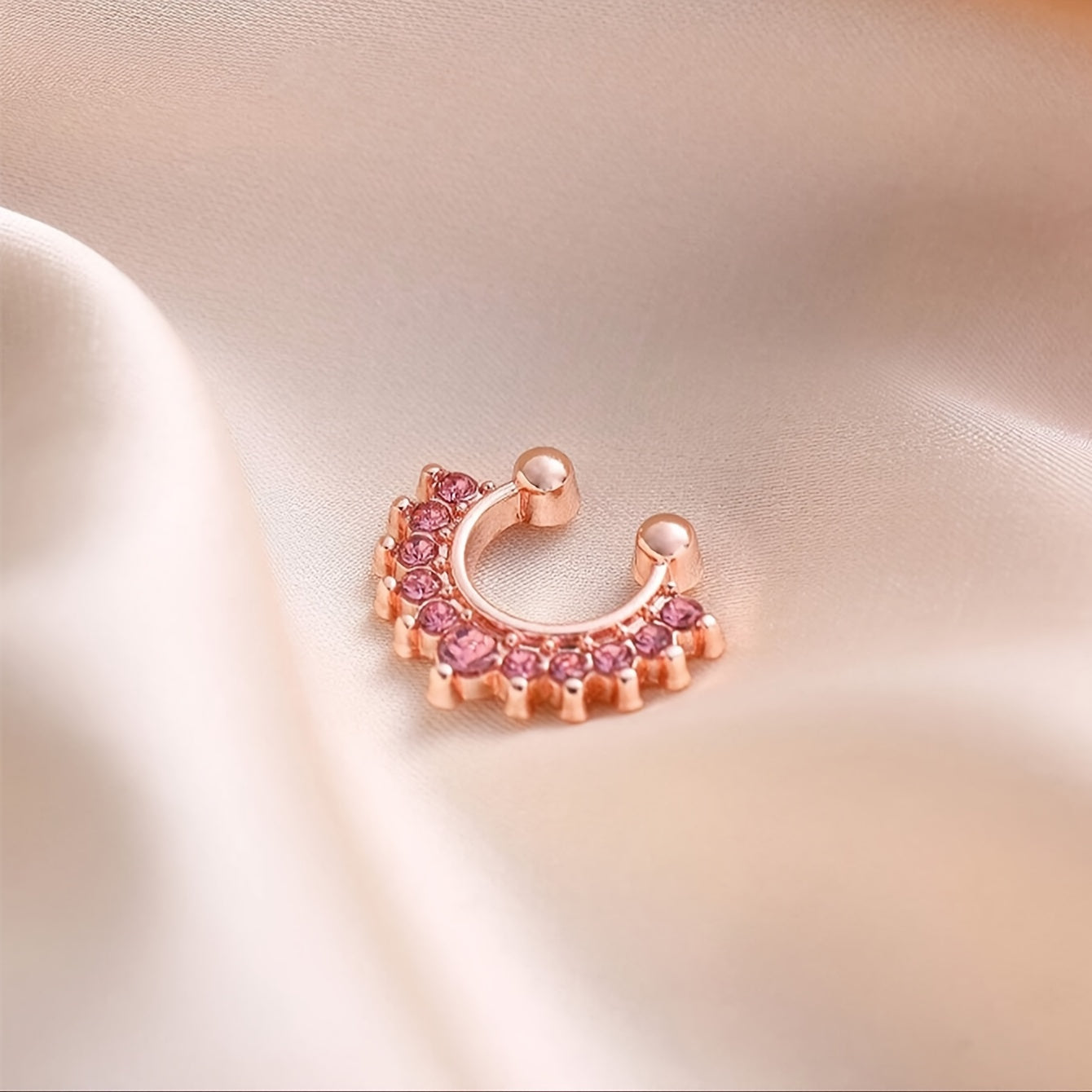 Uniseks rhinestone mis bakir burun qopqog'i, teshiksiz moda tanasi zargarlik buyumlari