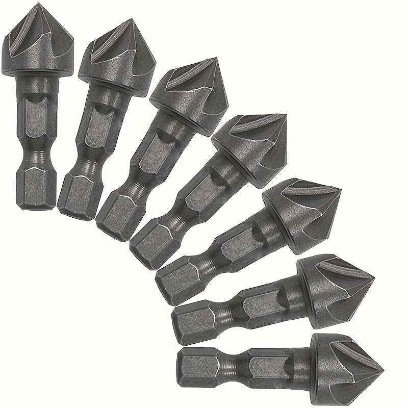 3-Pack Hex Shank Countersink Drill Bits Metal Chamfering Woodworking Hole Opener