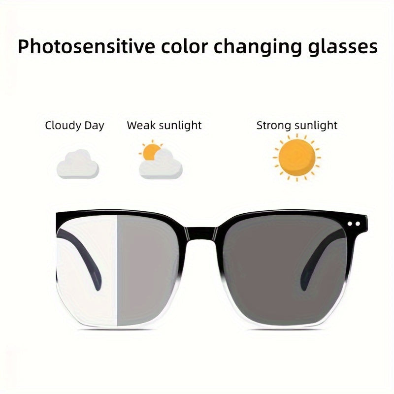Gafas cuadradas unisex con lentes fotocromáticos de policarbonato para uso en exteriores