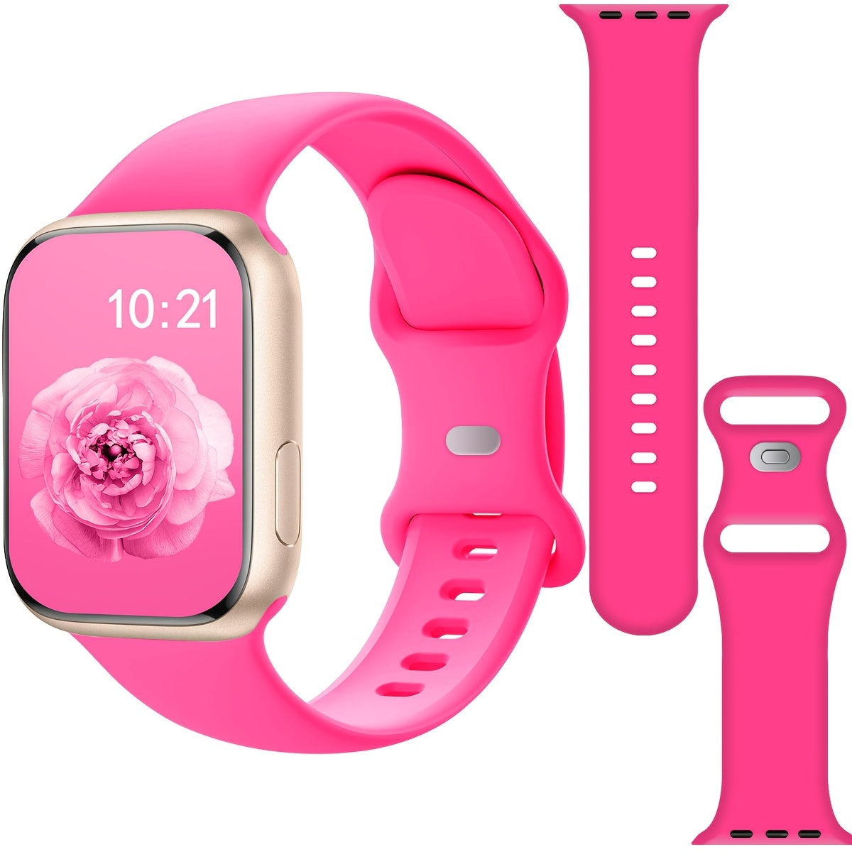Waterproof Silicone Sport Watch Band with Floral Design for Apple Watch 38mm-49mm