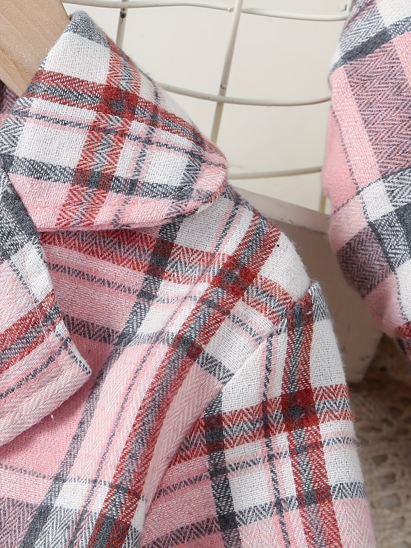 Girls' 3-Piece Outdoor Set with Knit Jumpsuit Skirt and Hat Gingham Pattern Cotton Polyester Fall Winter