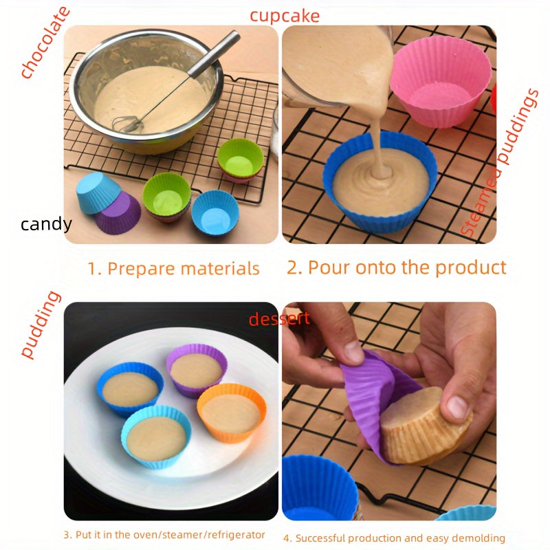 Pack of 12 or 18 Silicone Muffin Cups Reusable Baking Liners Kitchen Tools