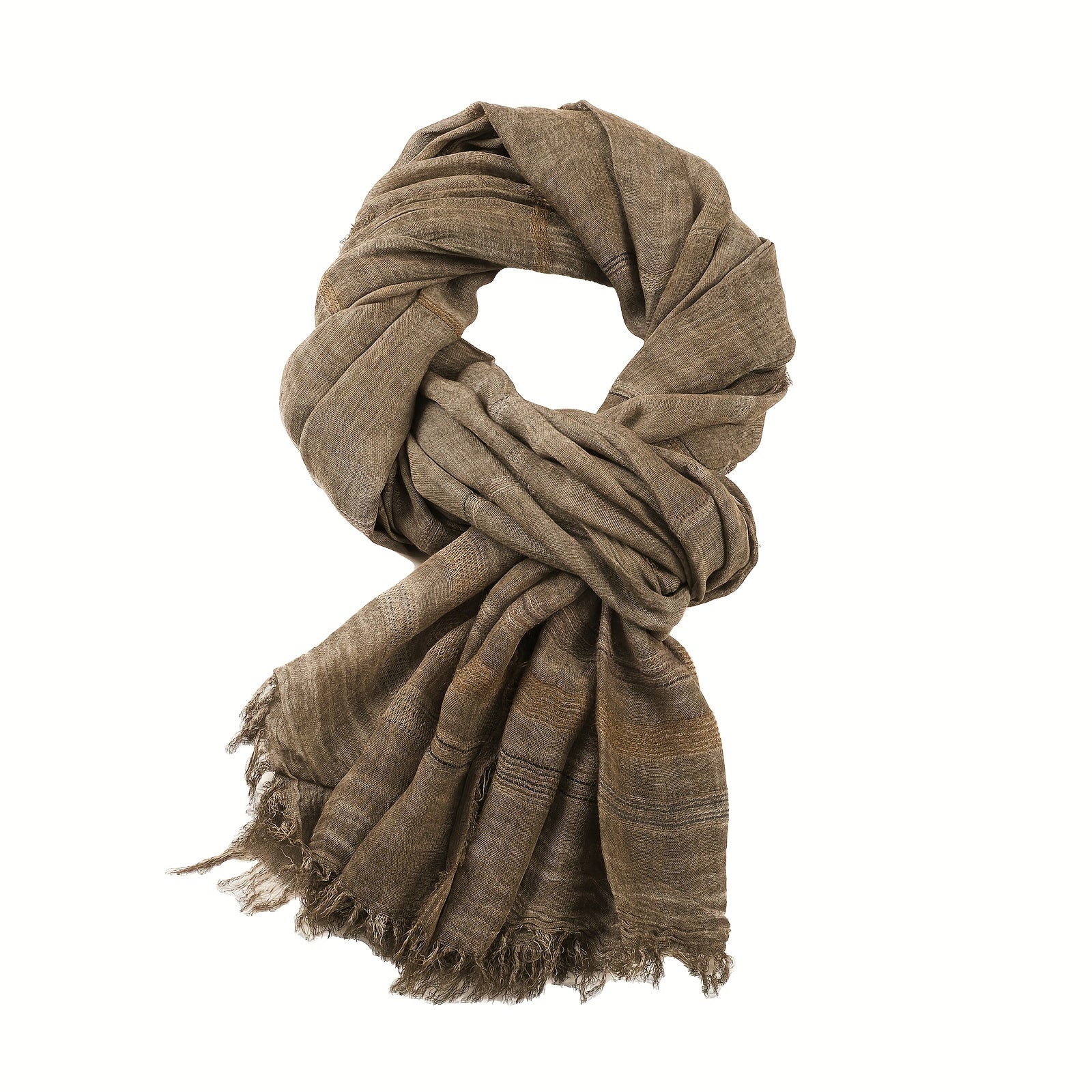 Lightweight Rayon-Linen Men's Scarf with Stripes for Fall and Winter