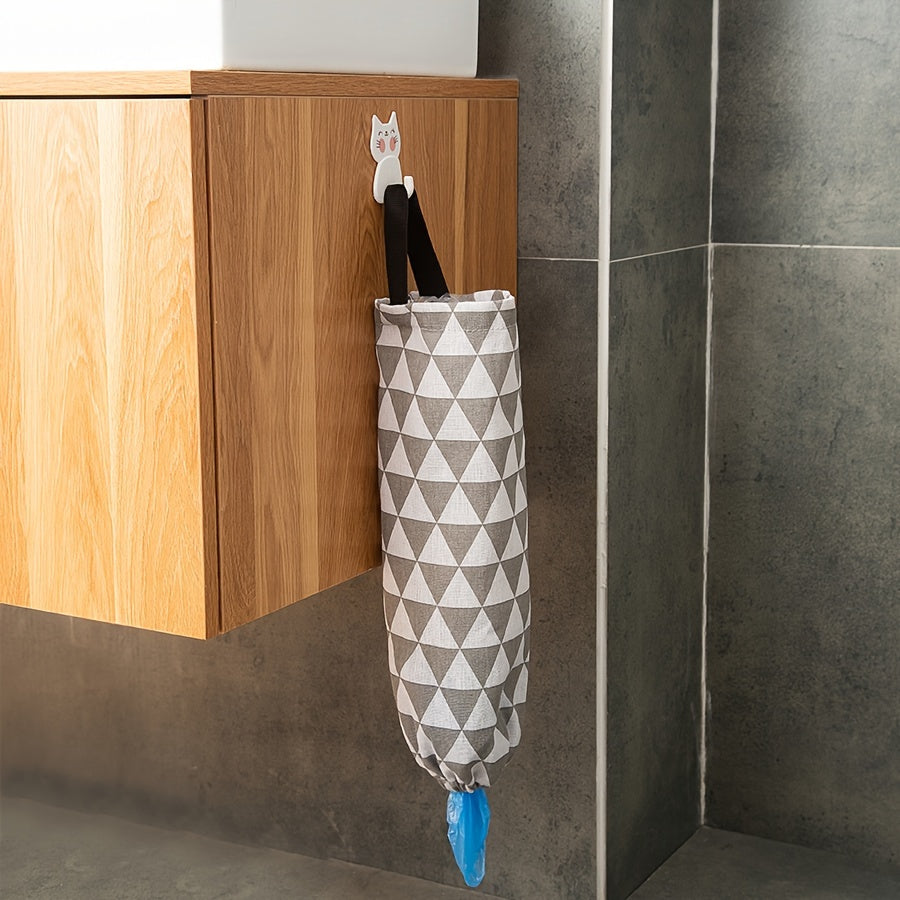 Hanging Storage Bag with Geometric Pattern for Kitchen Wall Mounting