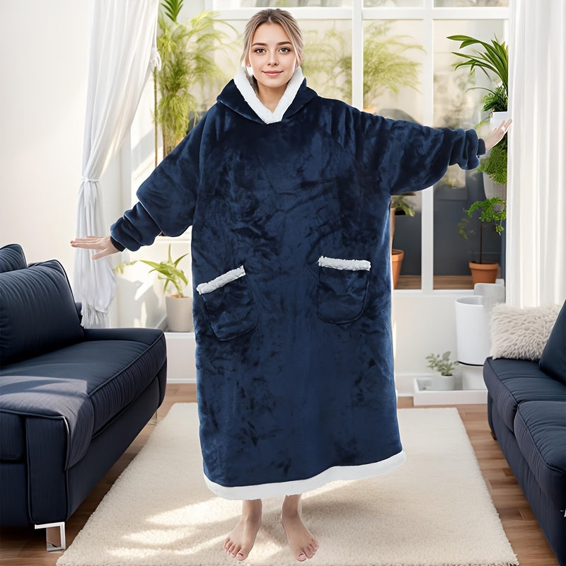 Kattalashtirilgan Plaid Flannel Blanket Hoodie juftliklar uchun Raqamli Octopus bosimi, dog'ga chidamli polyester