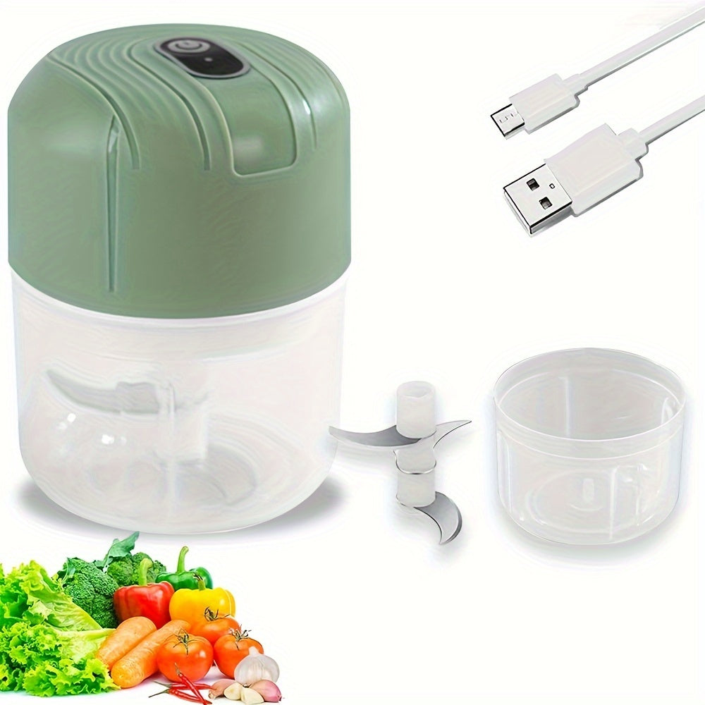Plastic Food Chopper Mini Food Processor with USB Rechargeable Portable Vegetable Dicer and Garlic Mincer