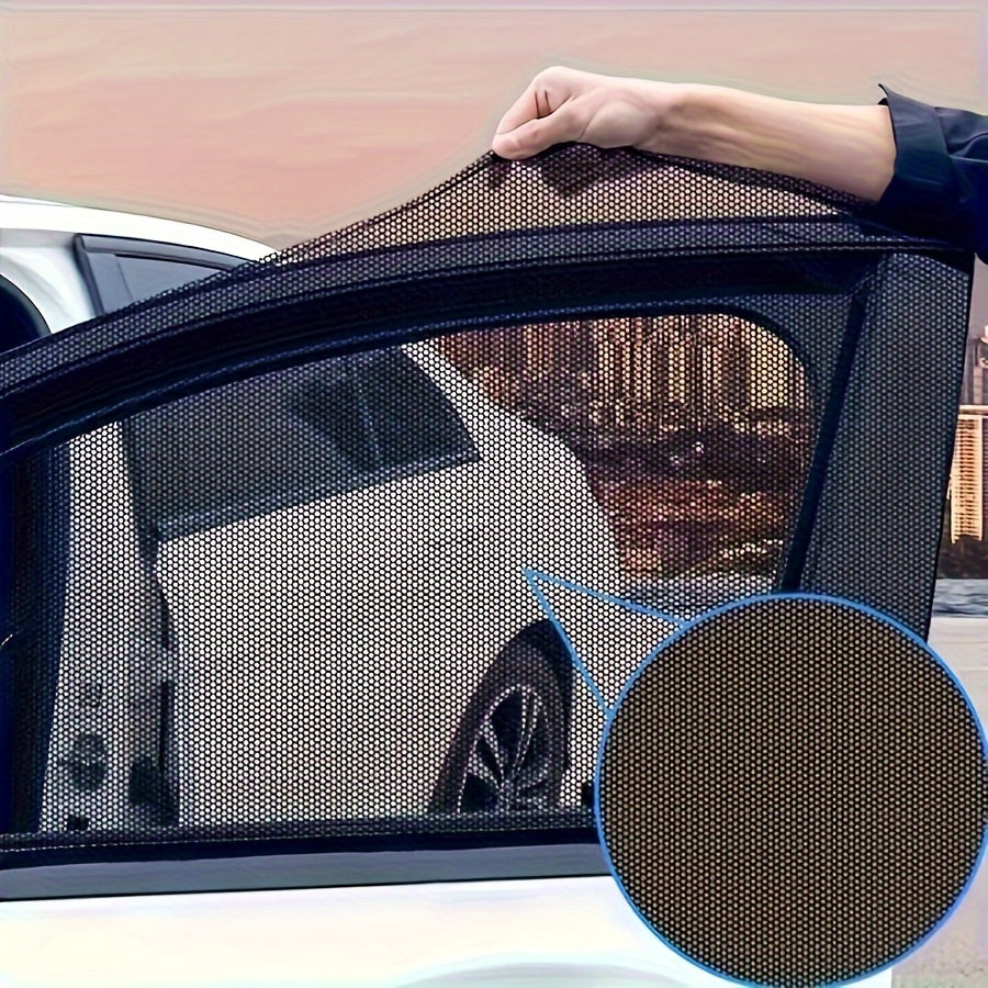 Набор из 2 солнцезащитных шторок для автомобильных окон, дышащая сетка, задние и боковые накладки
