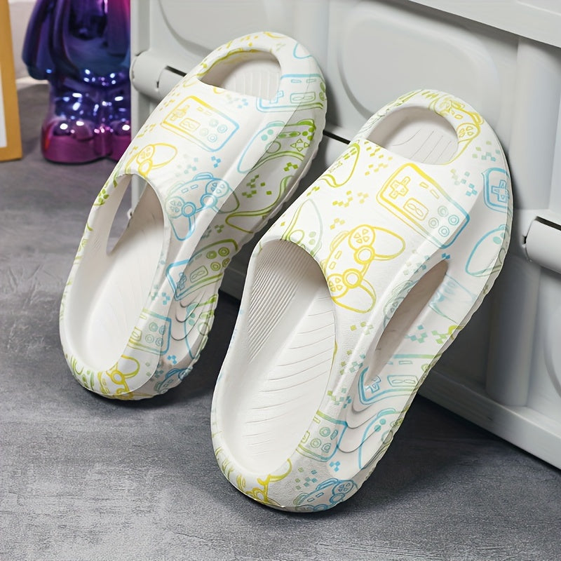 Детские тапочки с открытым носком для мальчиков и девочек, летняя повседневная обувь из ЭВА с случайным узором