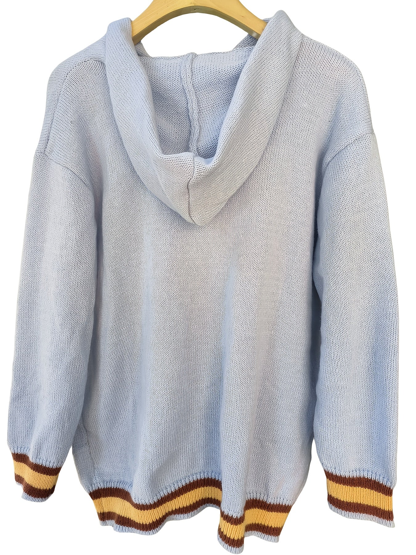 Cárdigan de punto con capucha y bloques de color para mujer talla grande