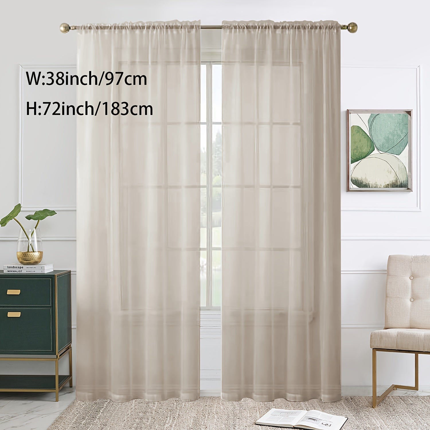 Sheer Curtain Single Panel Light Filtering Privacy Rod Pocket for Living Room Bedroom Kitchen