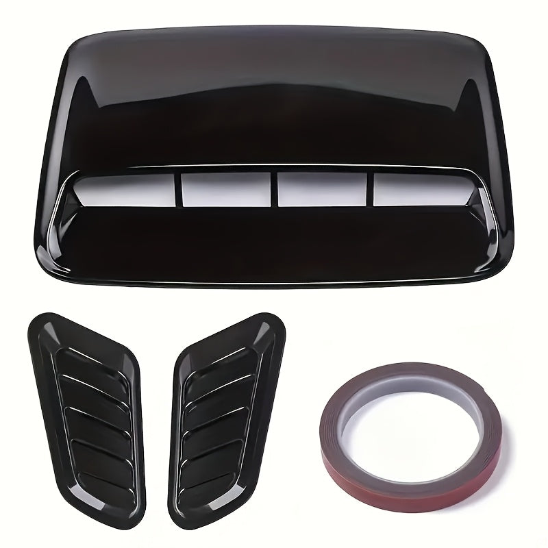 Juego de 3 tomas de ventilación de plástico pulido para capó de coche, kit de alerón delantero para capó de motor