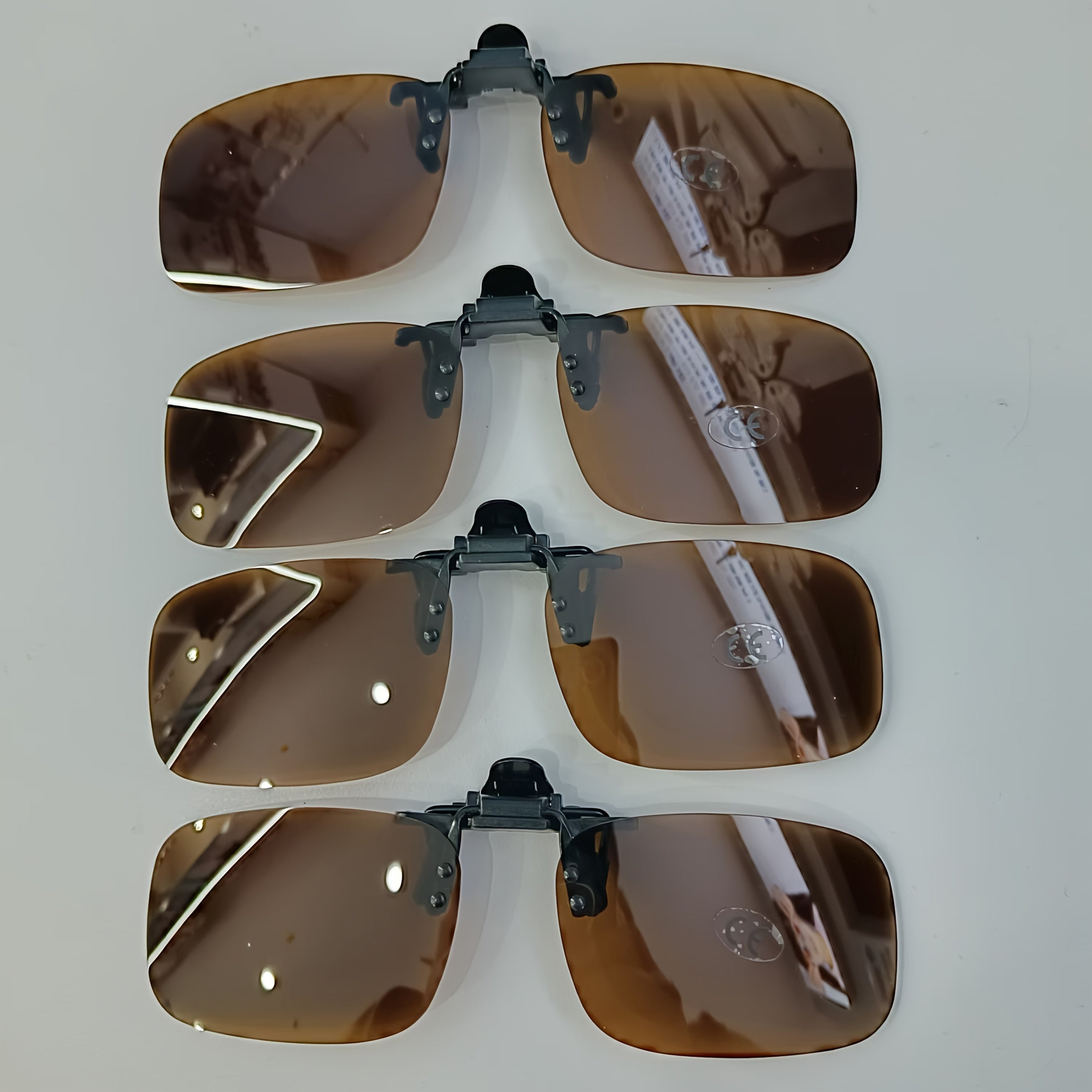 4 Pack Clip-On Polarized Driving Glasses Night Vision Rectangular