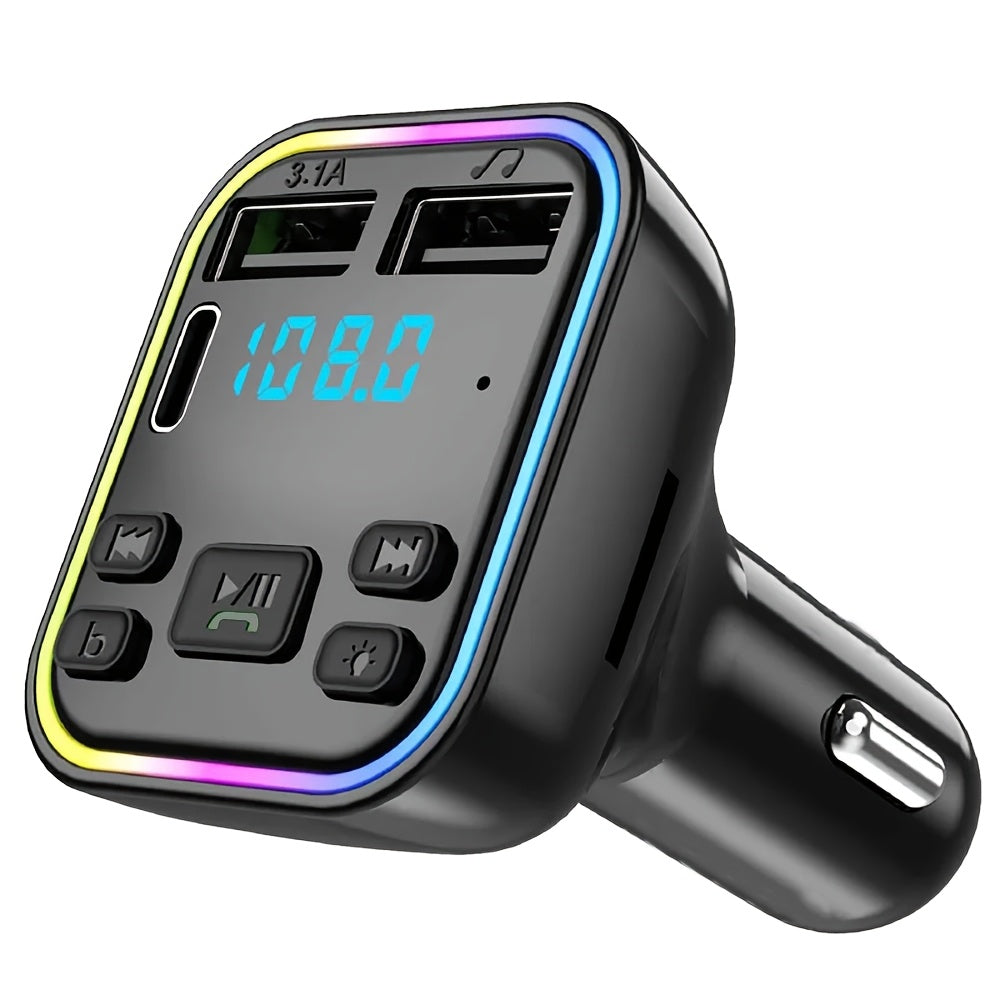 Car MP3 Player FM Transmitter with Dual USB Type-C Quick Charge Wireless Car Charger