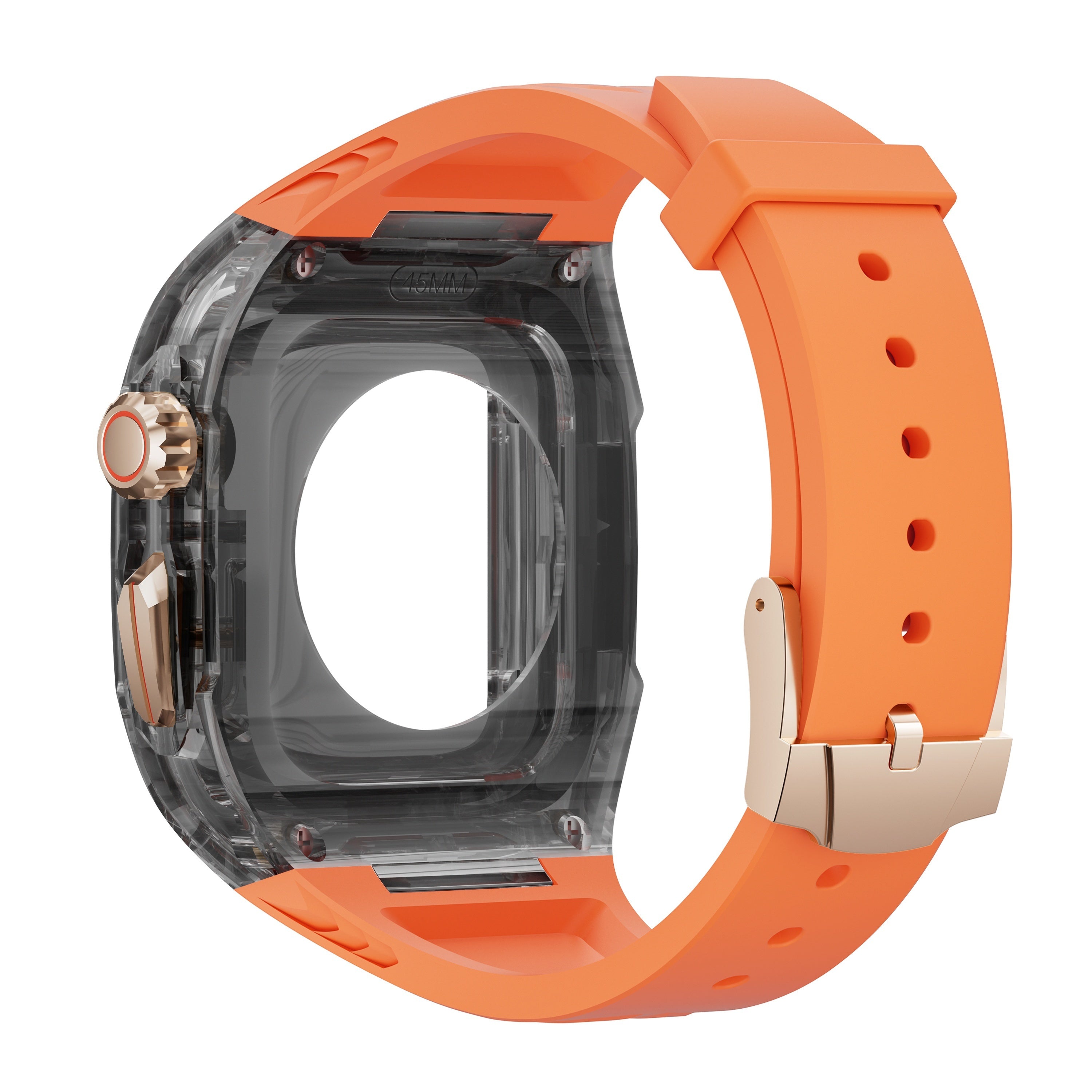 Smartwatch Band TPU Strap with Transparent PC Case for iWatch 9 8 7 6 5 4 SE 44mm 45mm Sport Business Banquet