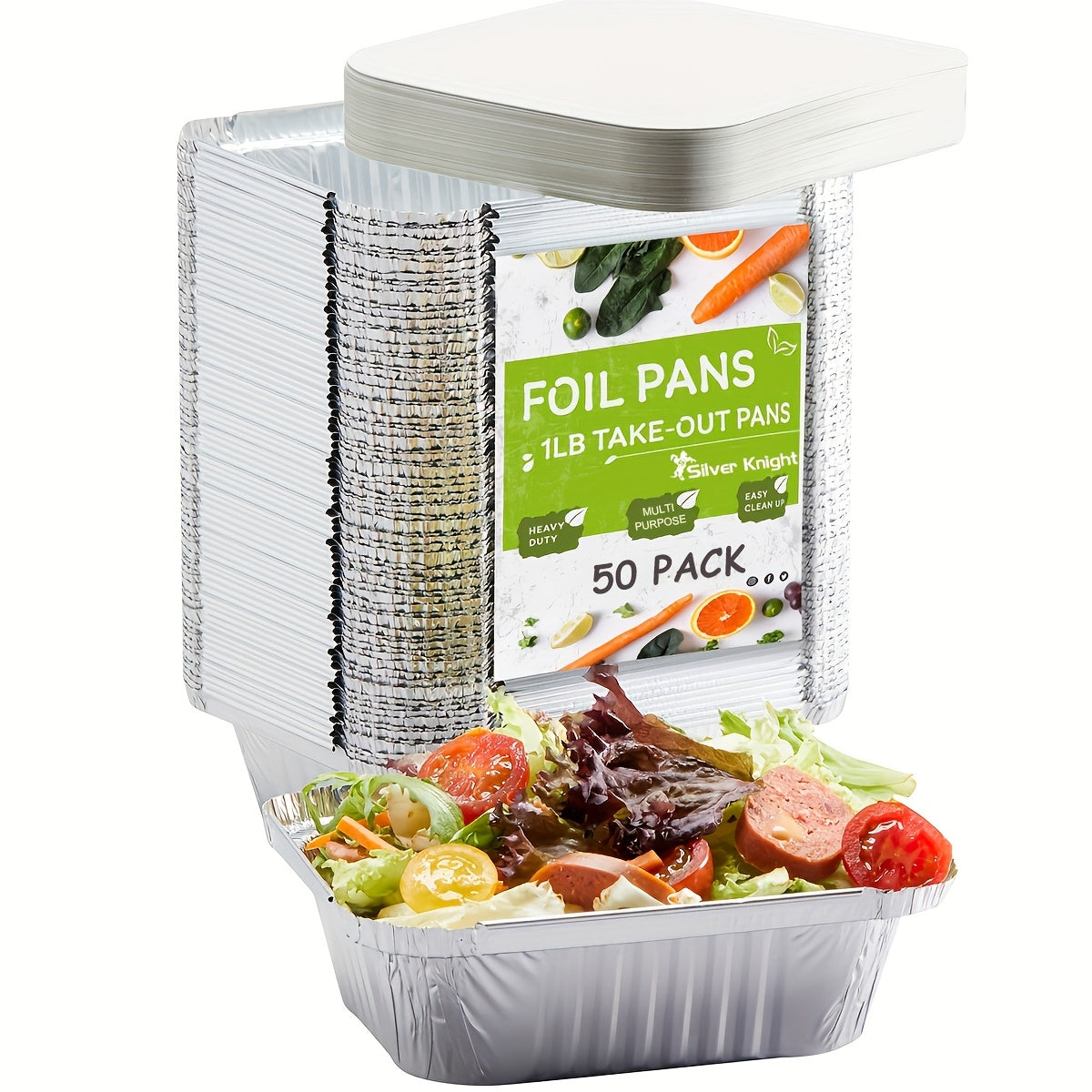 Pack of 20/50 Aluminum Foil Pans with Lids, 14.99cm x 11.94cm, Food Storage and Cooking