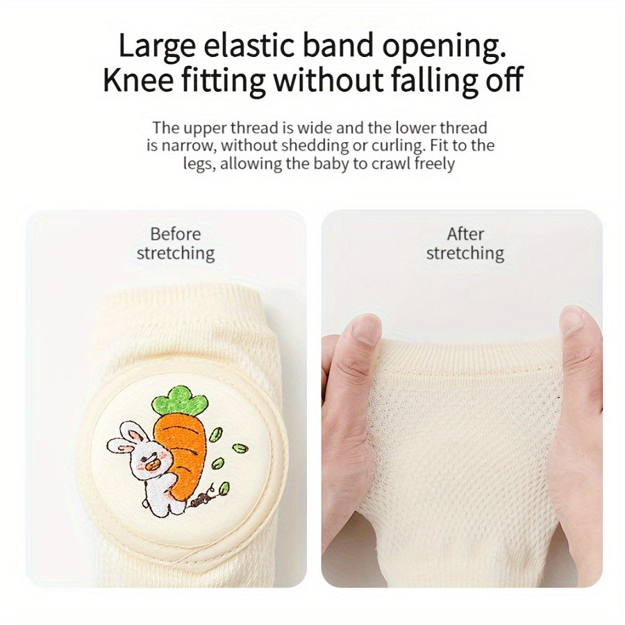 Kids Knee Pads Set of 2 Lightweight Breathable Anti-Slip Beige Polyester