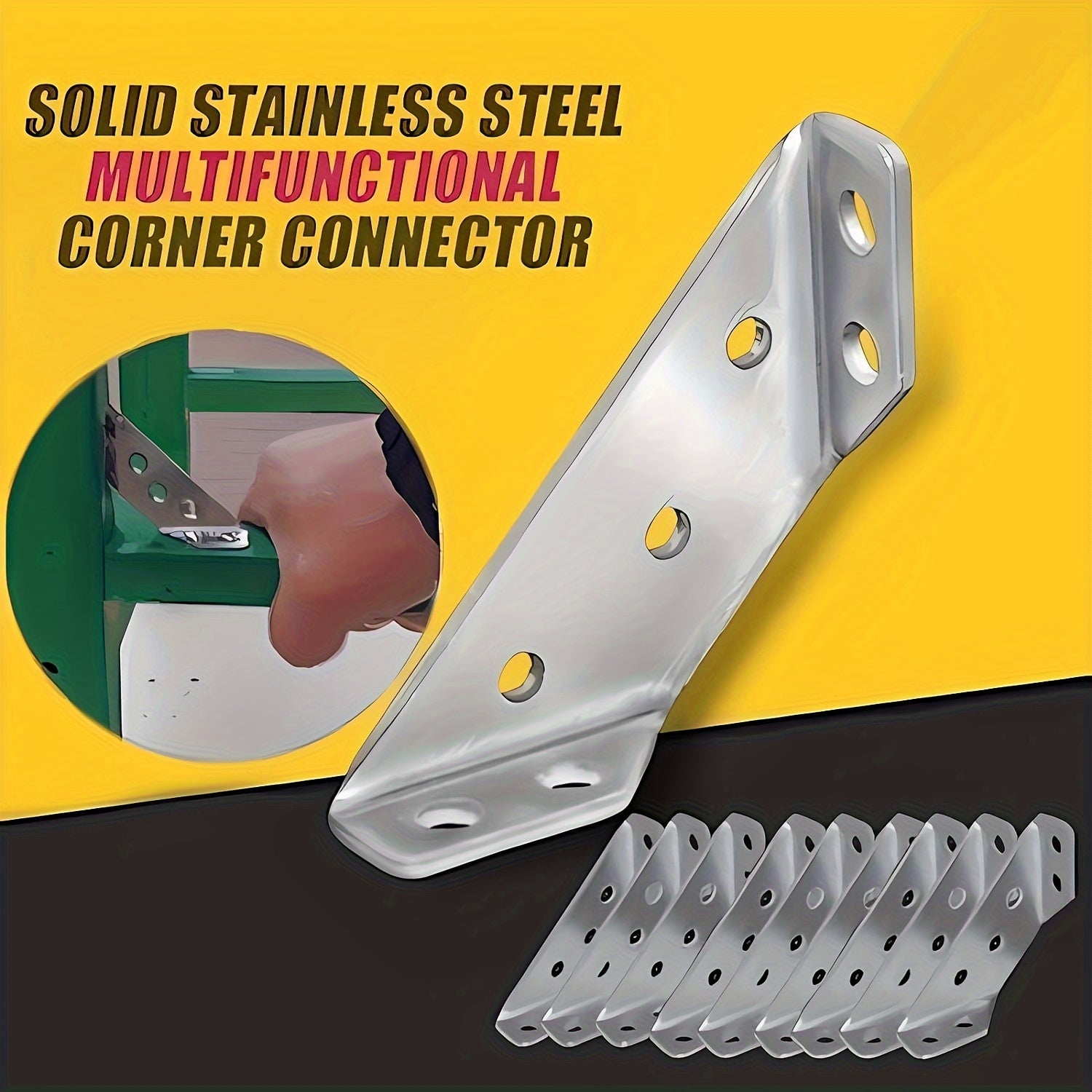 50pcs Heavy-Duty Stainless Steel Corner Brackets 90° Support for Furniture and Wood Frames