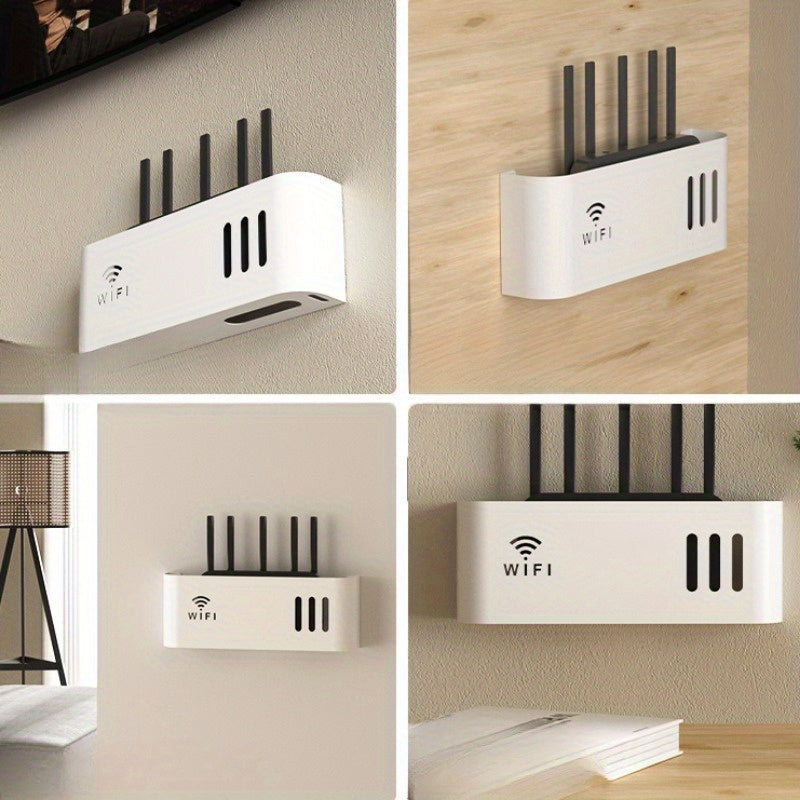 Wall-Mounted WiFi Router Storage Box Durable Space-Saving Organizer for Home Office