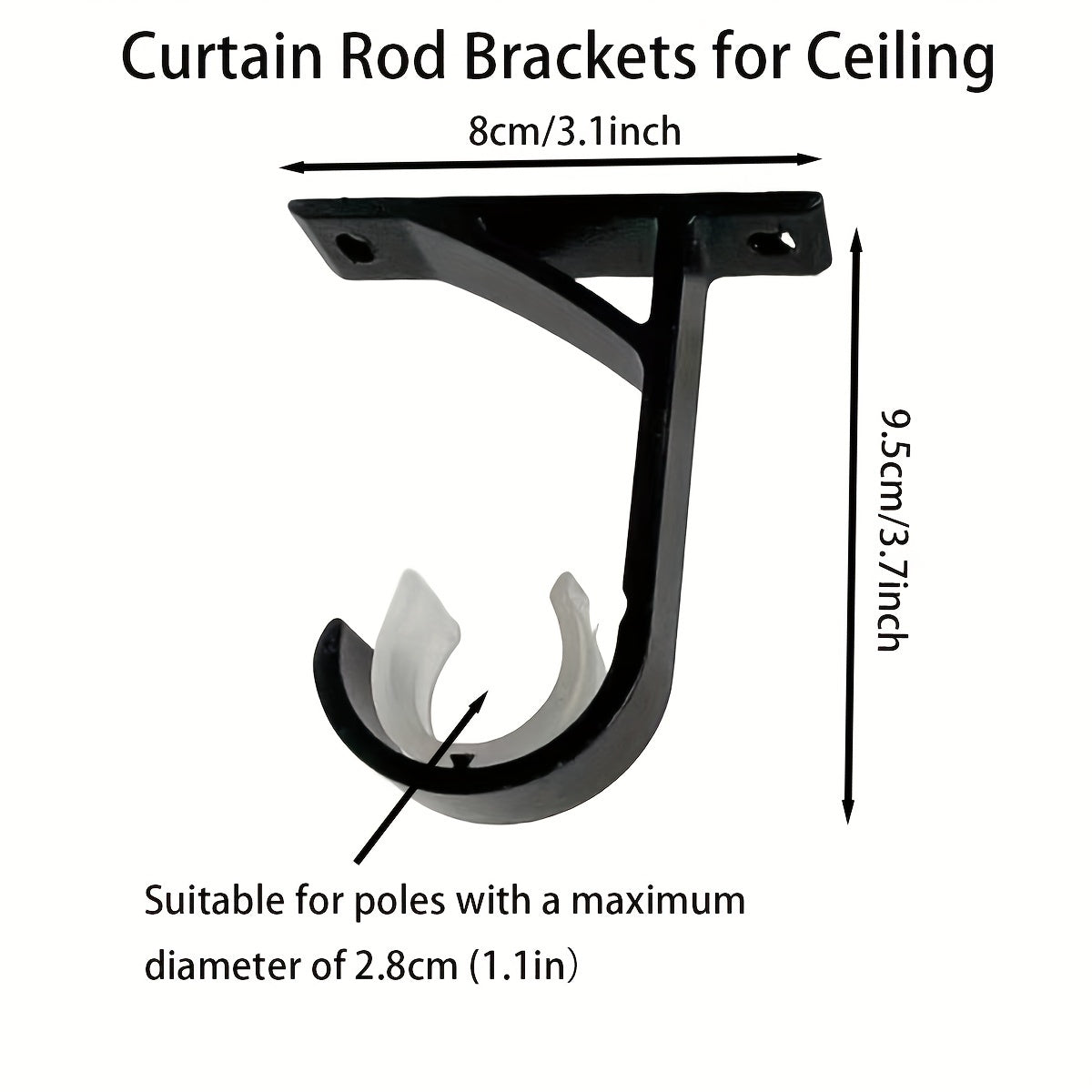 Two Pieces Metal Curtain Rod Brackets Thickening Shower Curtain Mounting Hardware