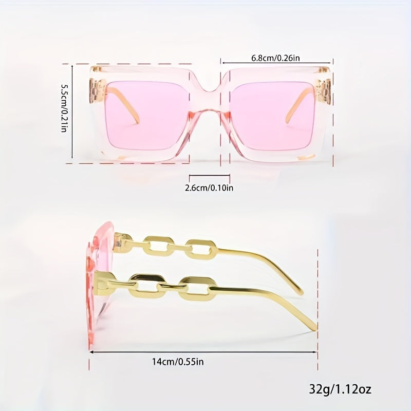 Set of 3 Large Square Unisex Fashion Sunglasses in Candy Colors for Casual Beach and Vacation